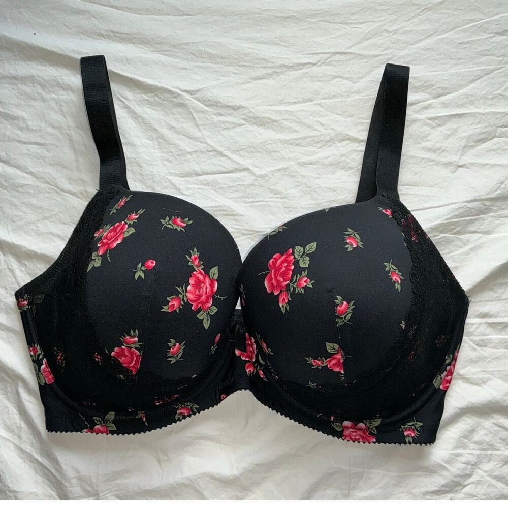 Parfait Casey Full Bust Padded Plunge T-Shirt Bra 34G Rose Print